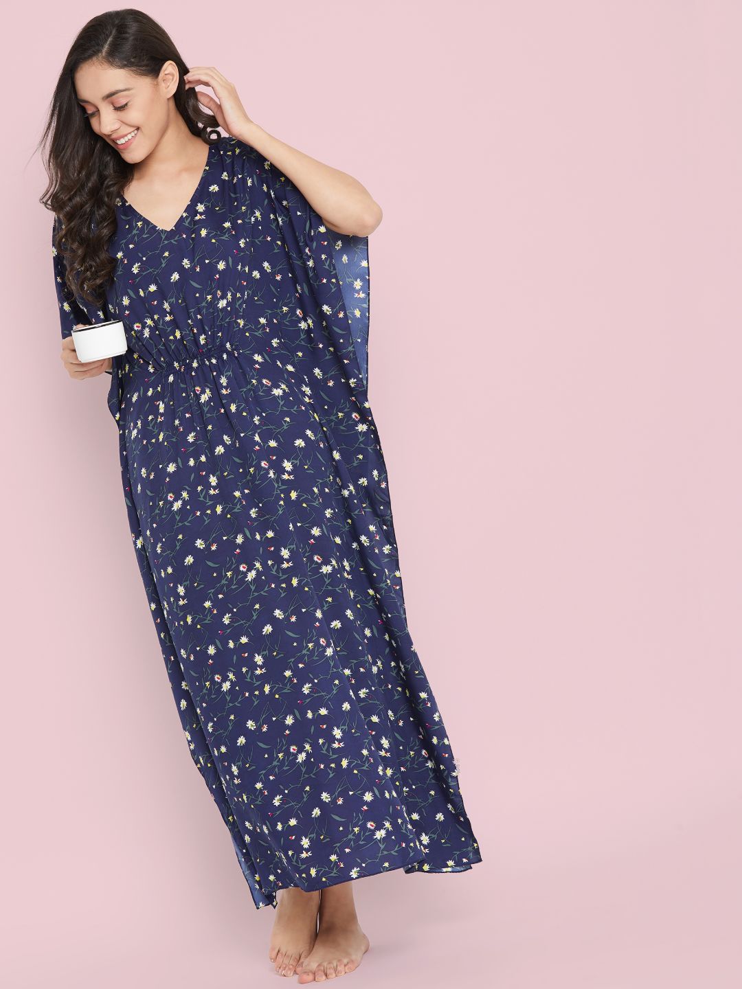 Comfortable Printed Kaftan/Nightie - Pinkkup