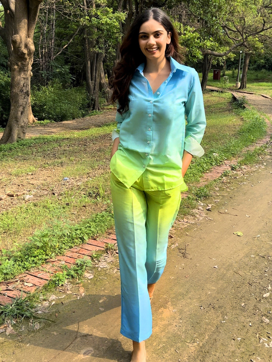 The Alia Set - Shaded Cotton Linen 2 Piece Set - Pinkkup