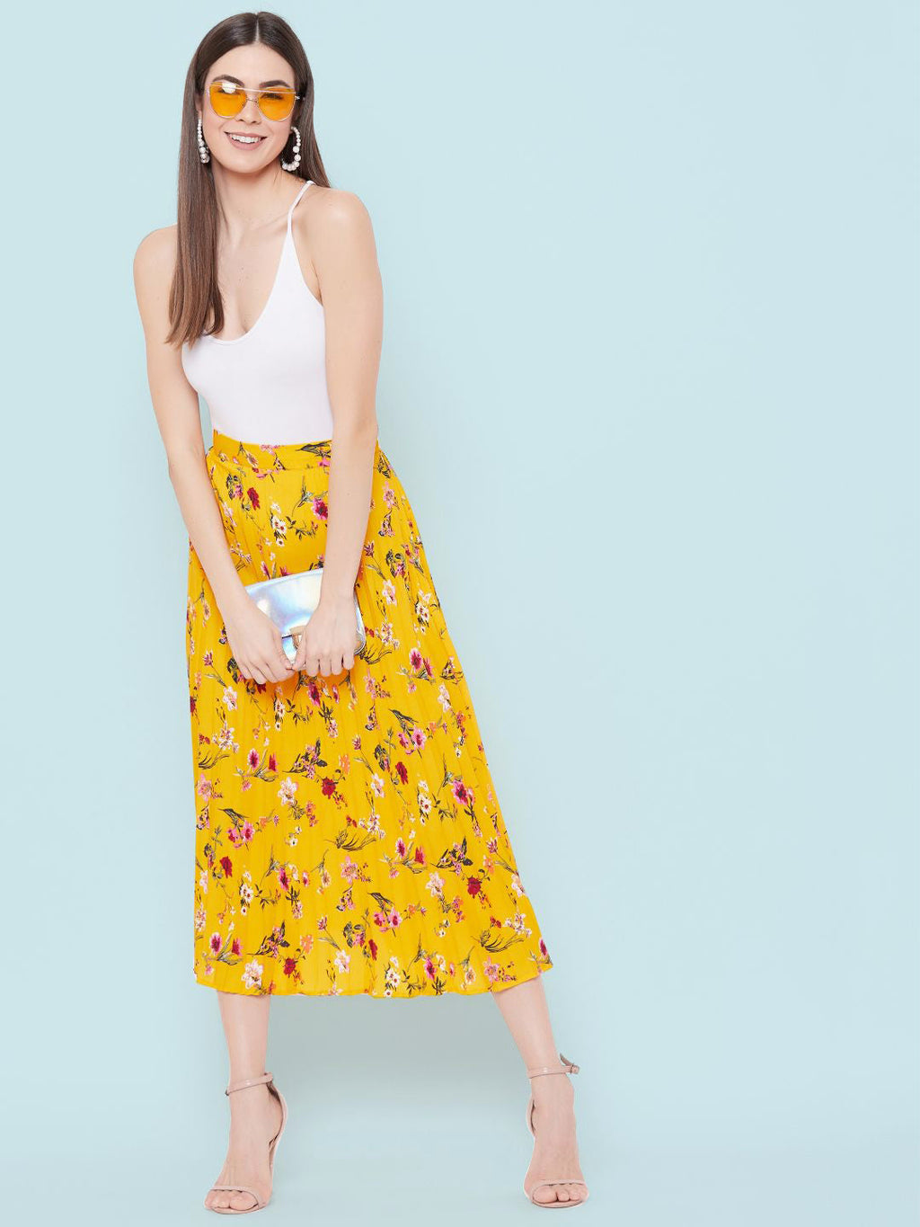 Pleated Midi Skirt - Pinkkup