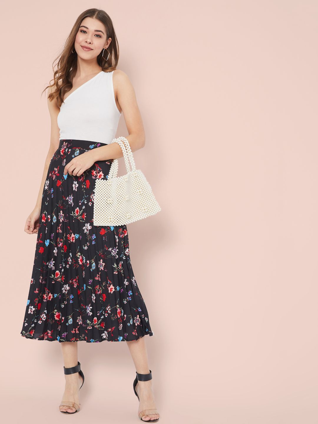 Pleated Midi Skirt - Pinkkup