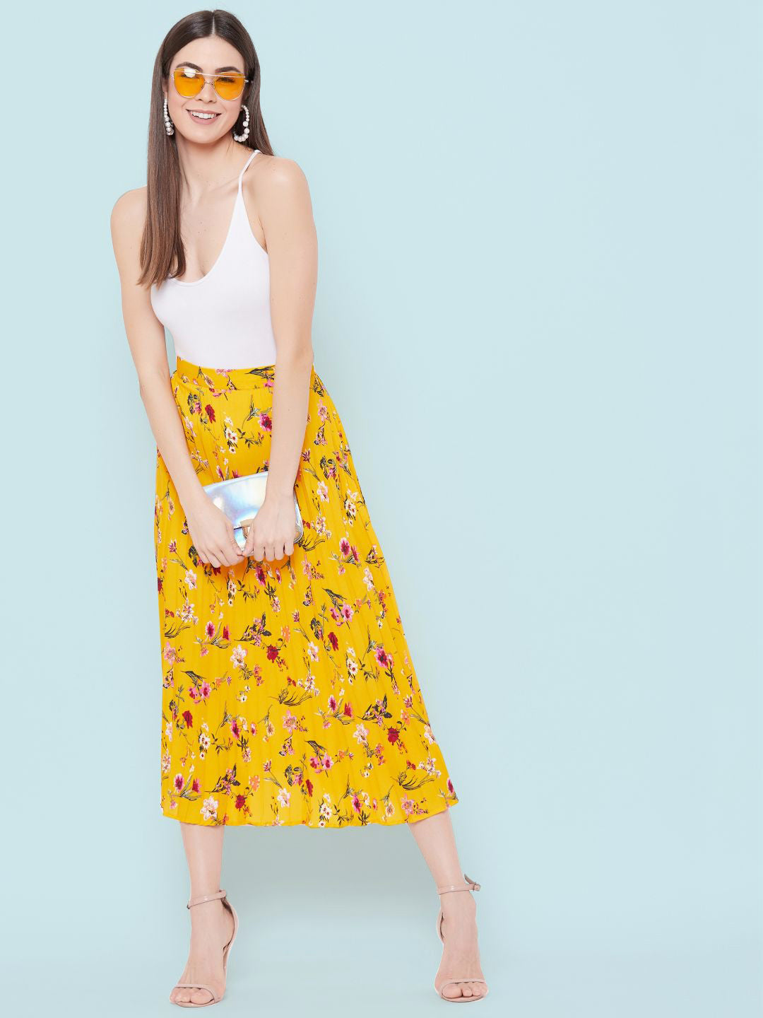 Pleated Midi Skirt - Pinkkup