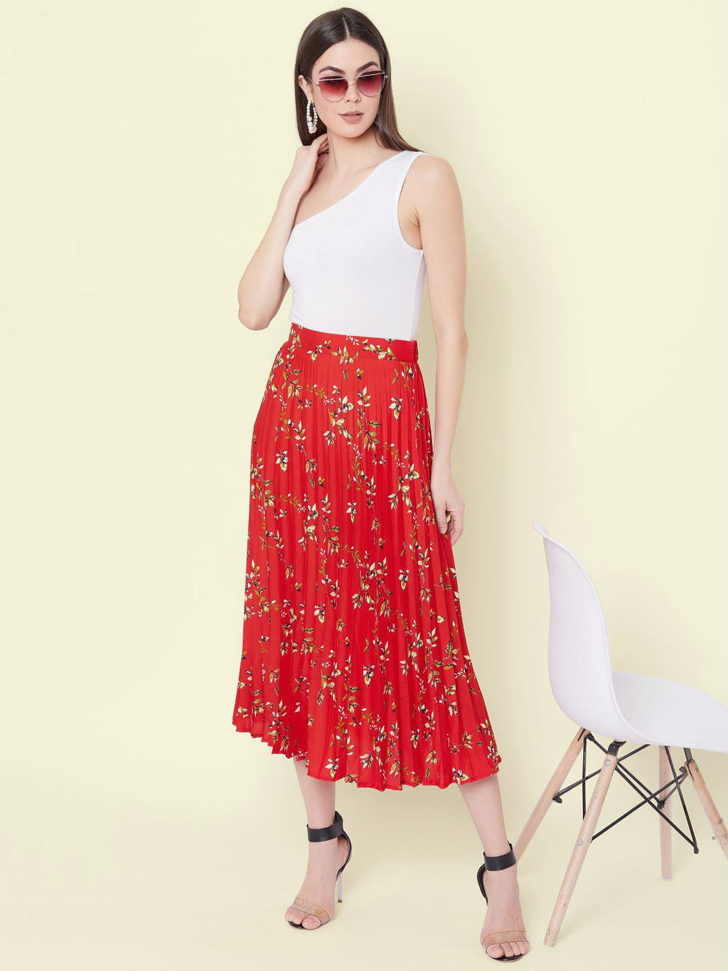 Pleated Midi Skirt - Pinkkup