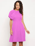 Ruffle Detail Stretchable Cotton Skater Dress - Pinkkup