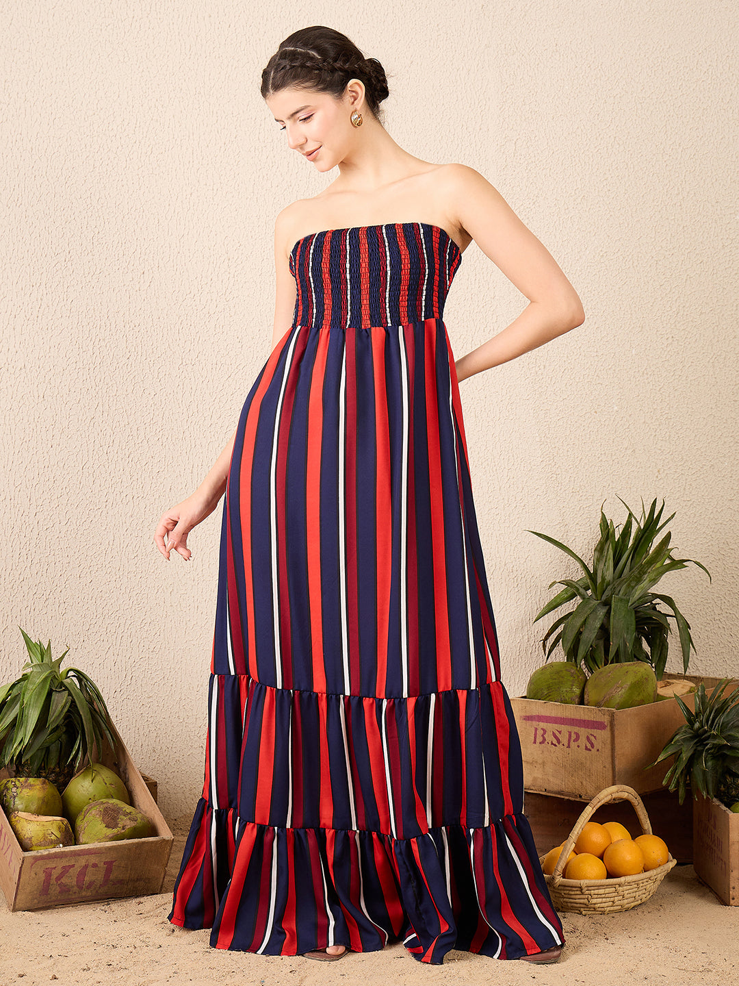 Strapless Smocked Maxi Dress