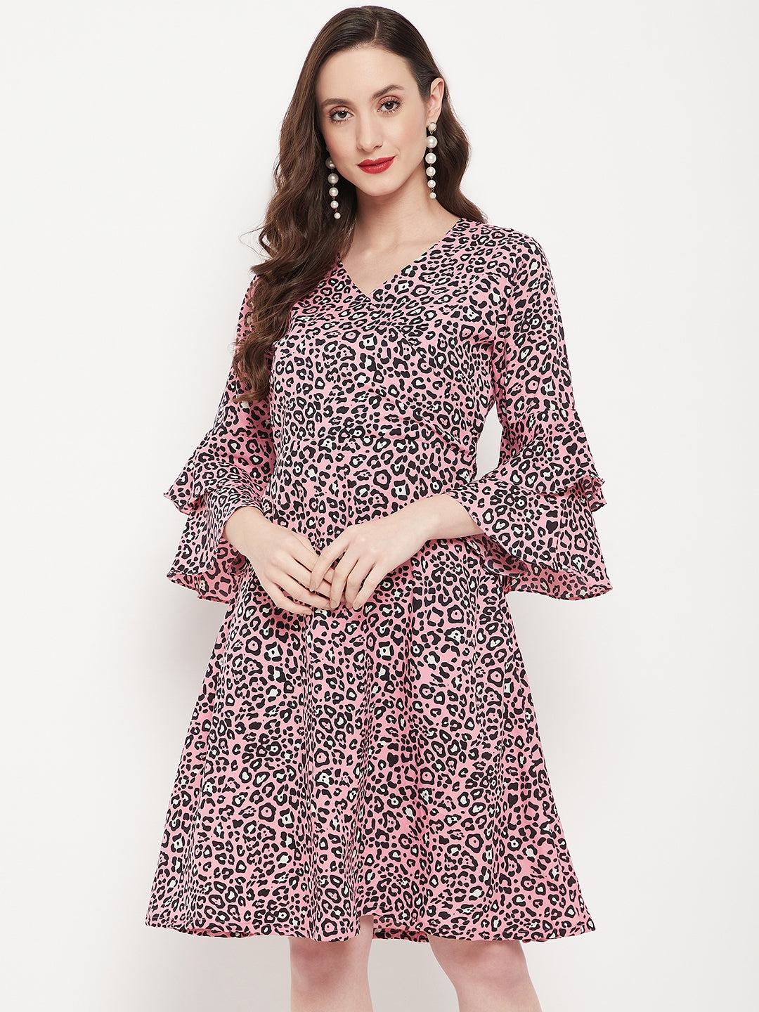 Wrap Bell Sleeves Skater Dress