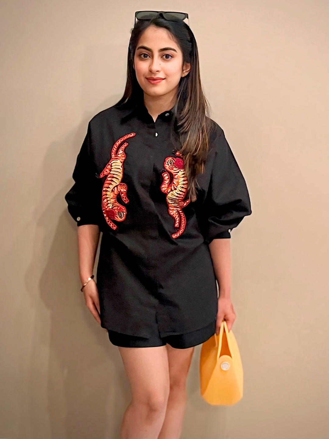 Two Piece Cotton Shorts & Sequinned Shirt Co-ord Set - Pinkkup