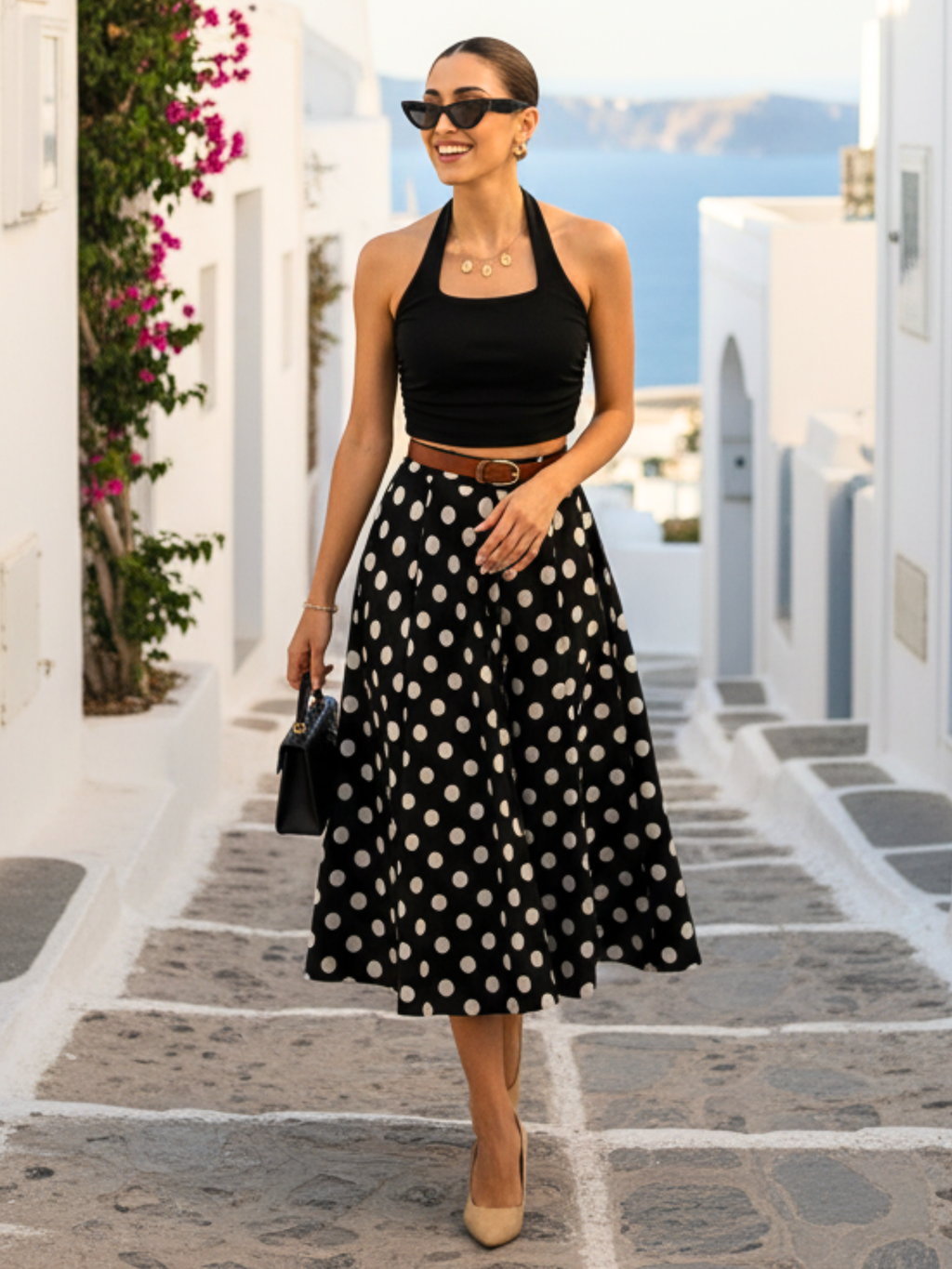 Pure Cotton Box Pleated Midi Skirt - Pinkkup