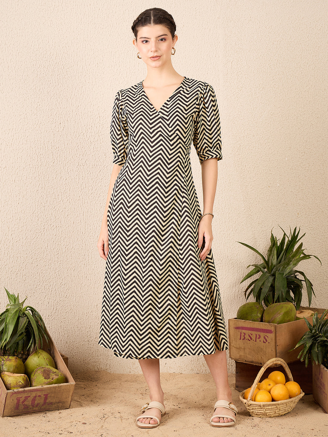 Pure Cotton Wrap Midi Dress