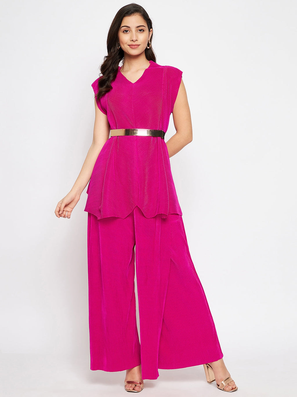 Pleated Pants with a Front Drape