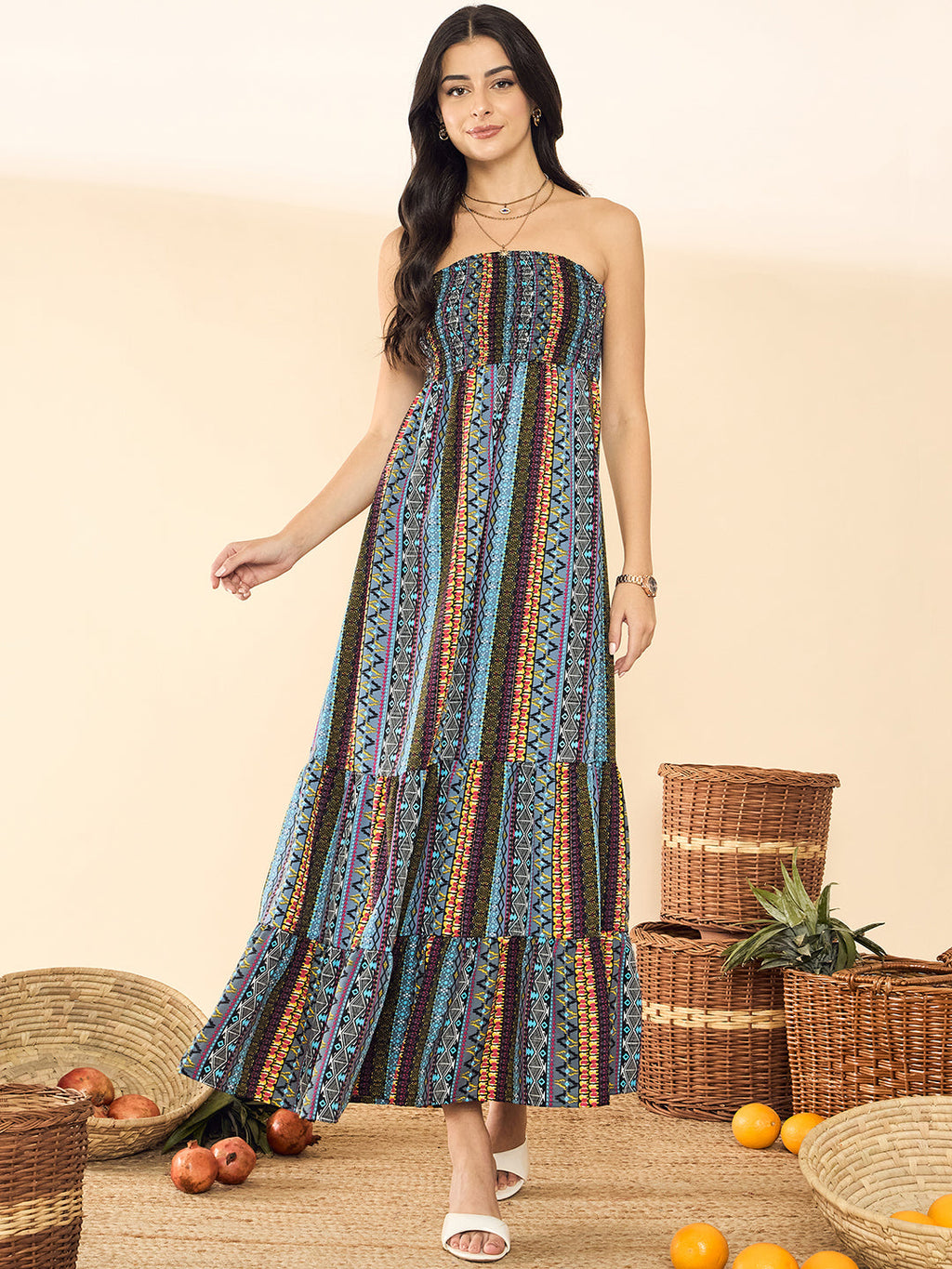 Strapless Smocked Maxi Dress