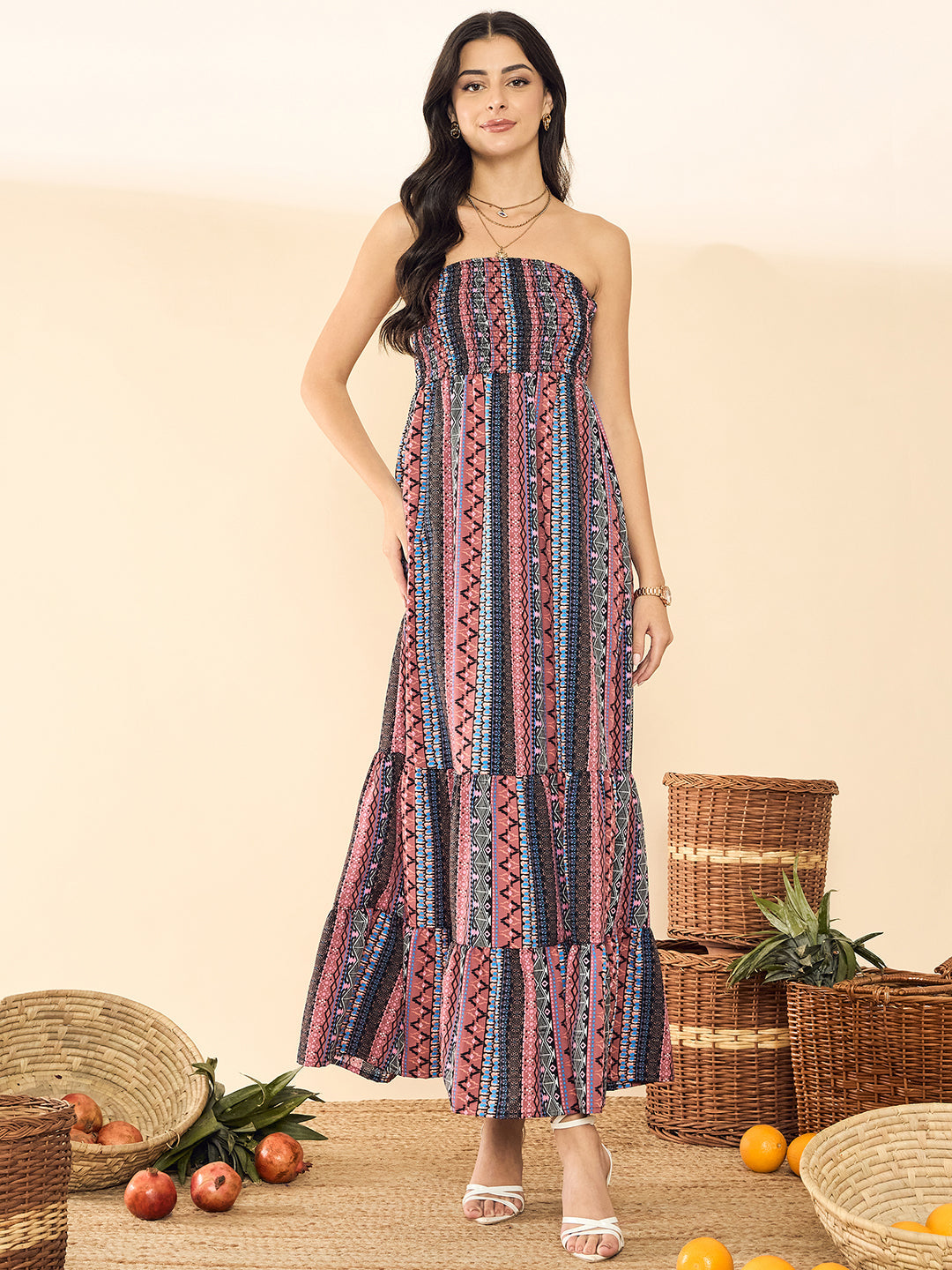 Strapless Smocked Maxi Dress
