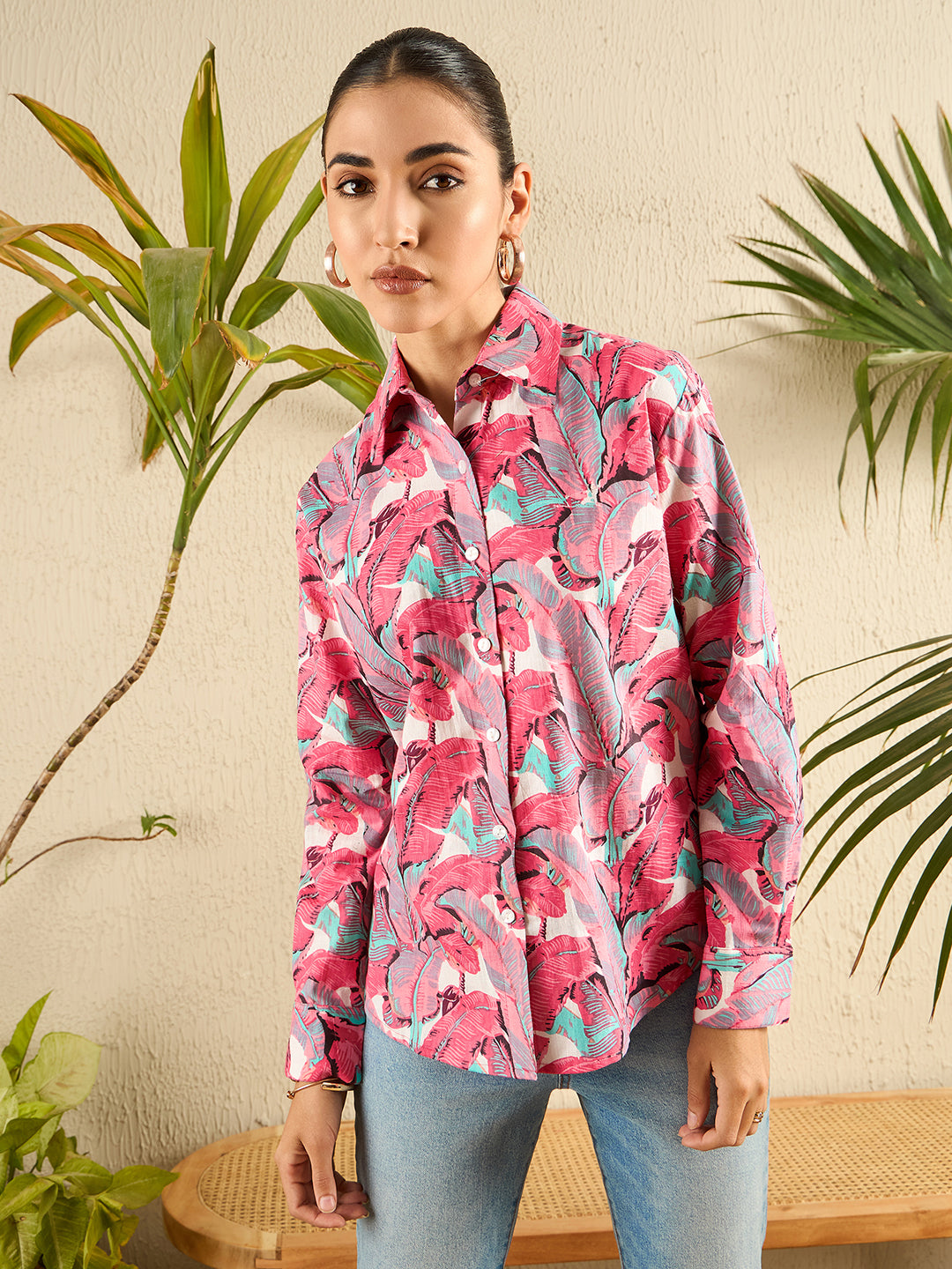 Printed Cotton Shirt - Pinkkup