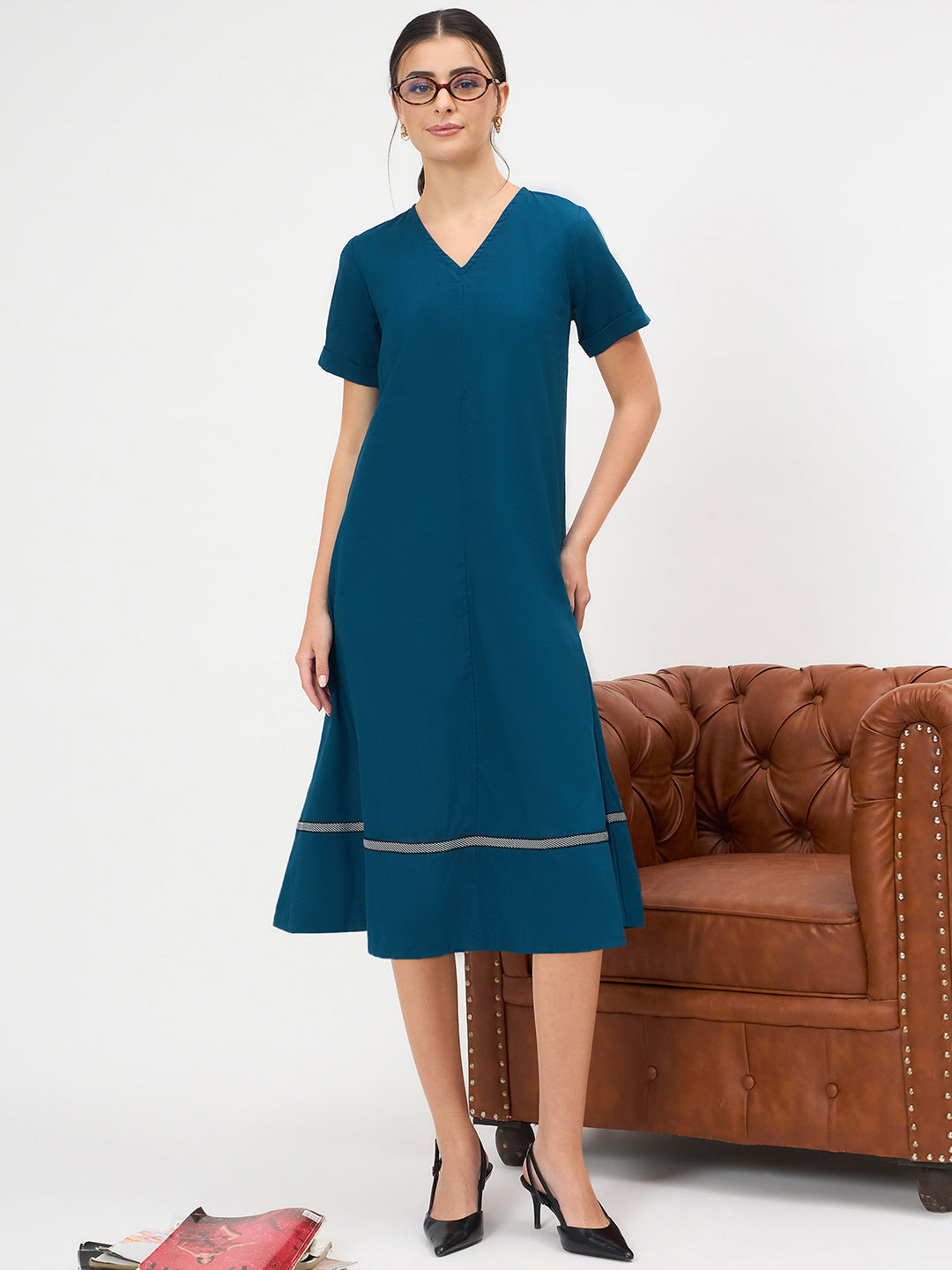 Pure Cotton A-Line Midi Dress
