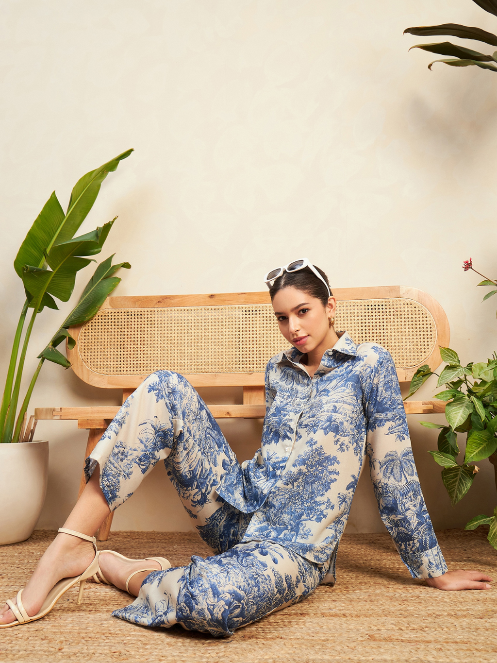 Printed Linen 2 Piece Co-ord Set - Pinkkup