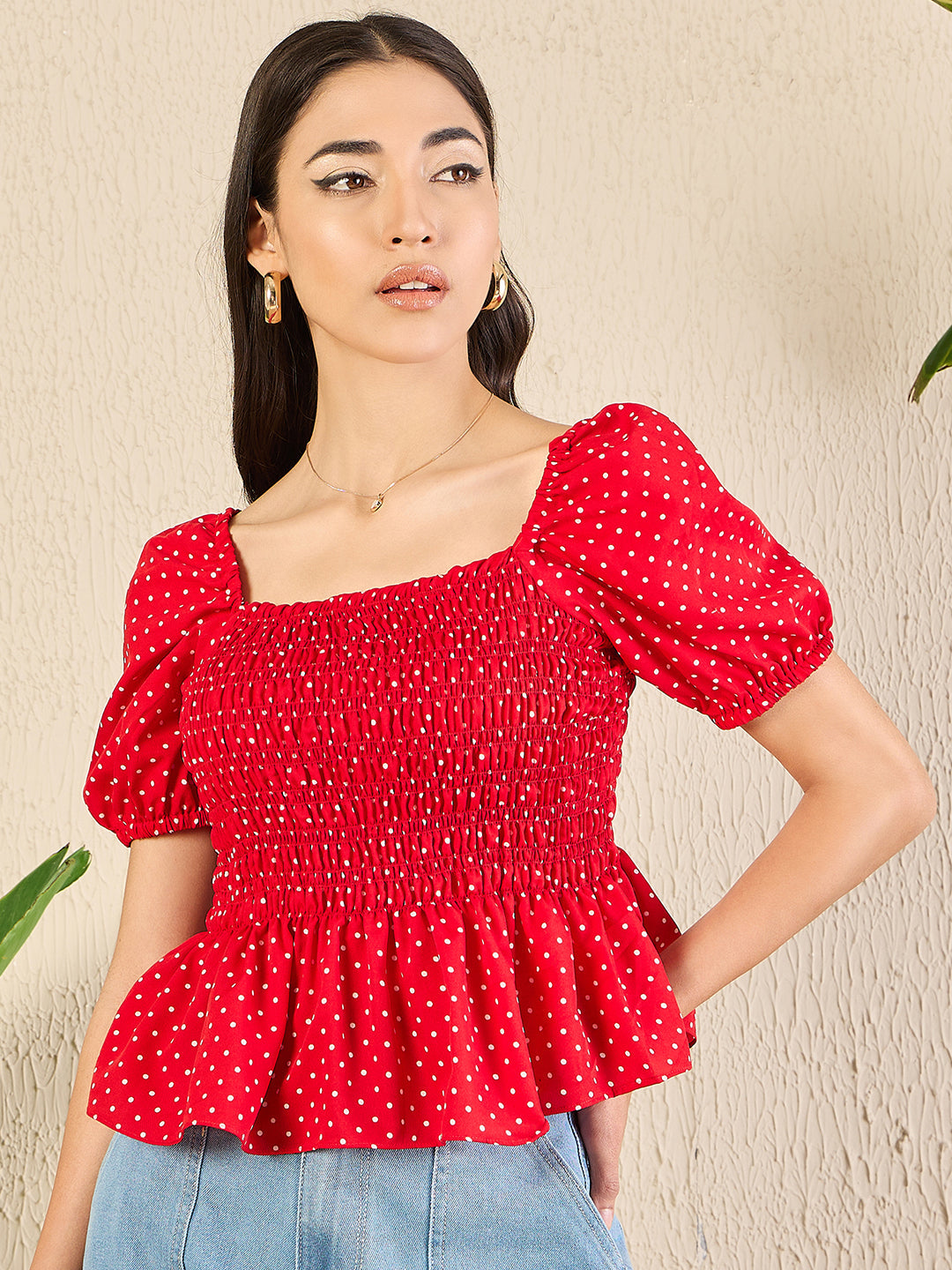 Smocked Peplum Top