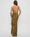 Leopard Print Backless Strappy Maxi Dress