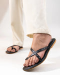 Black Criss Cross Metallic Stud Detailed Flat Sandals