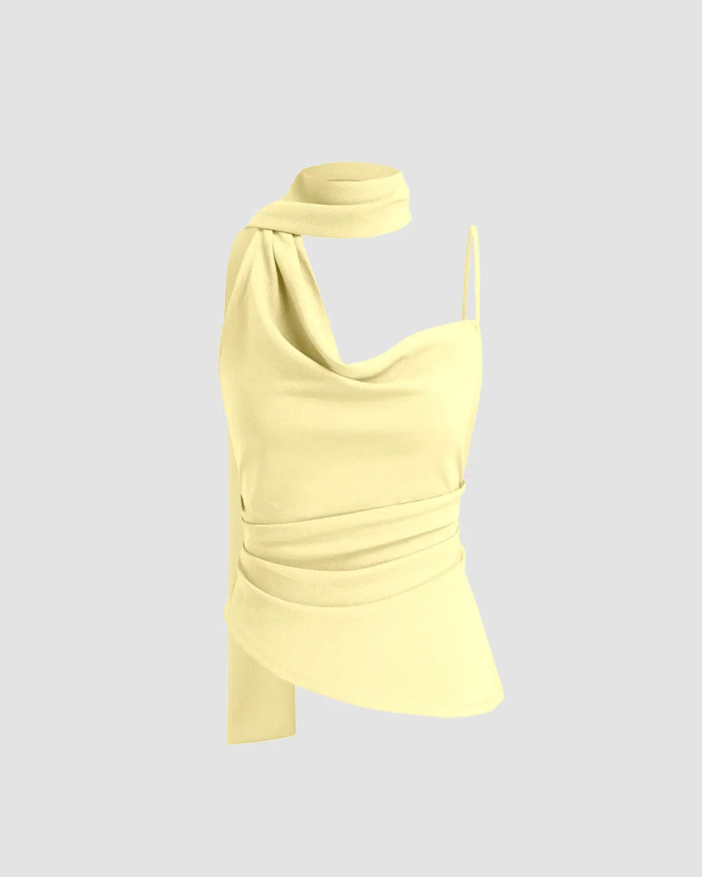 Vanilla One-Shoulder Draped Scarf Top