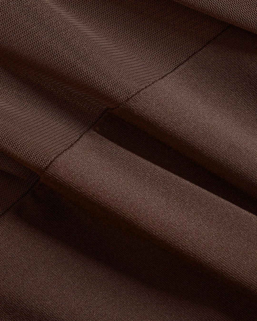 Sheer Mesh Mock Neck Long Sleeve Fitted Top In Coco Brown