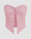 Strapless Tube Asymmetrical Off Shoulder Y2k Going Out Tank Top In Baby Pink