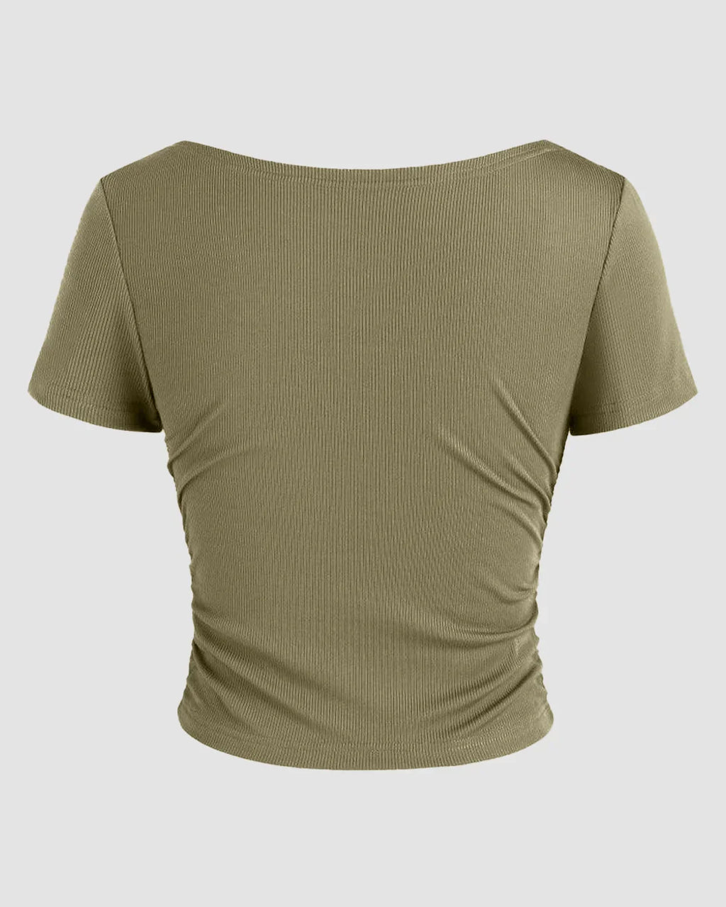 Ruched Short-Sleeve Off-The-Shoulder Top In Avocado
