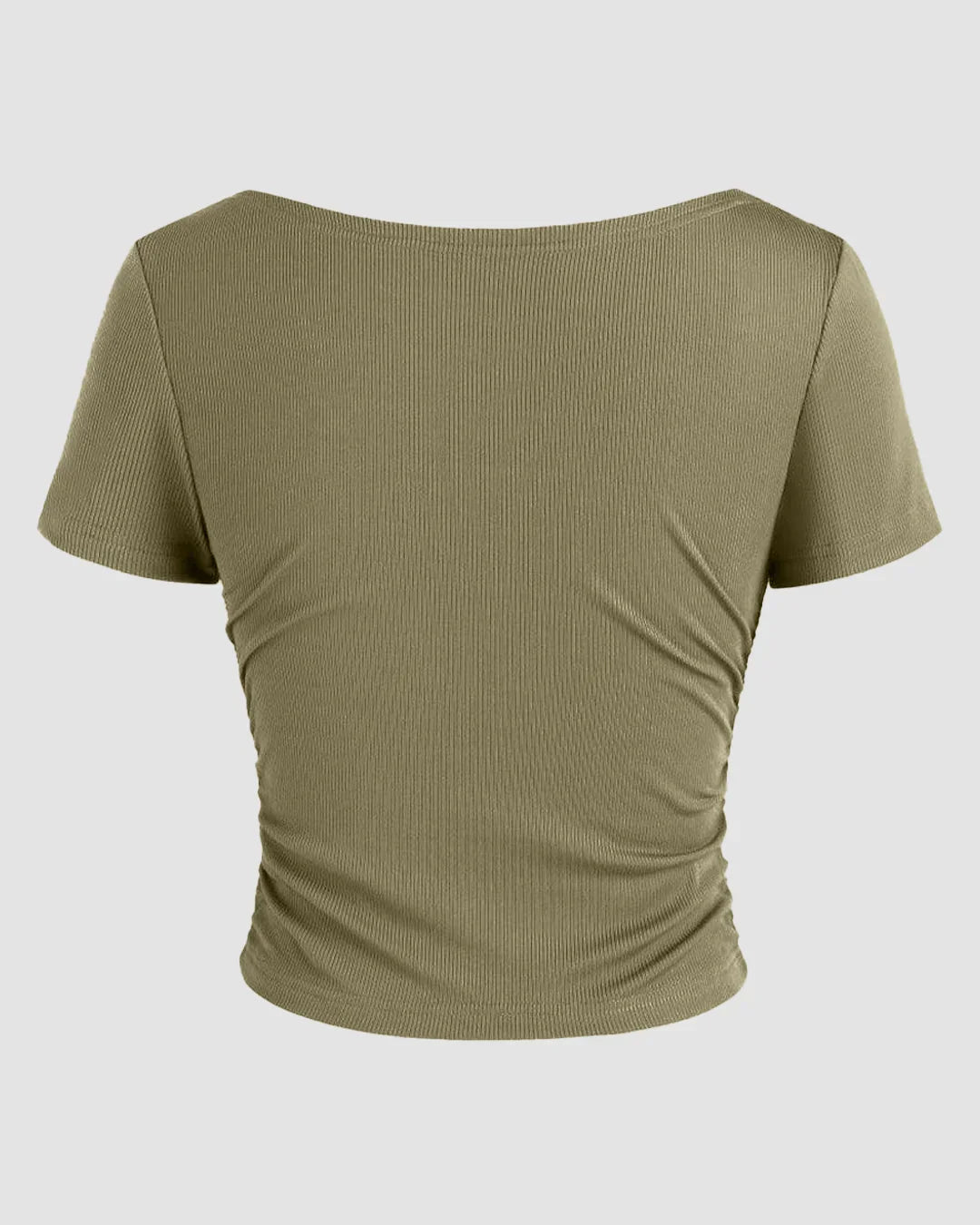 Ruched Short-Sleeve Off-The-Shoulder Top In Avocado
