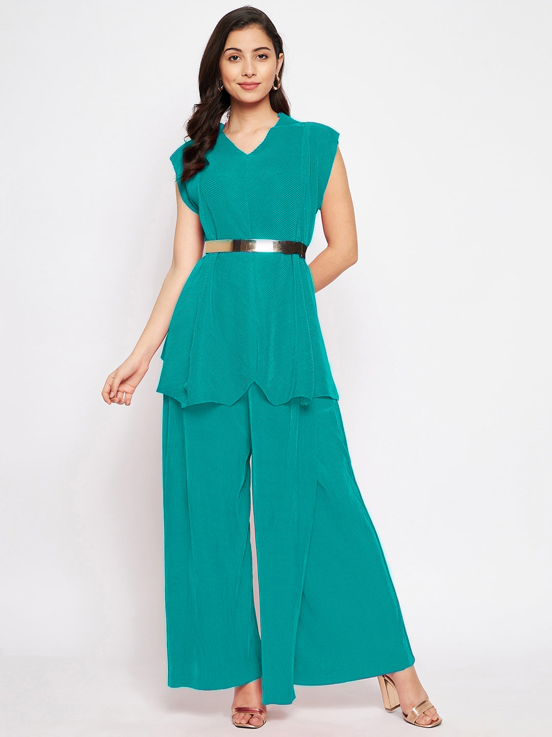Pleated Pants with a Front Drape