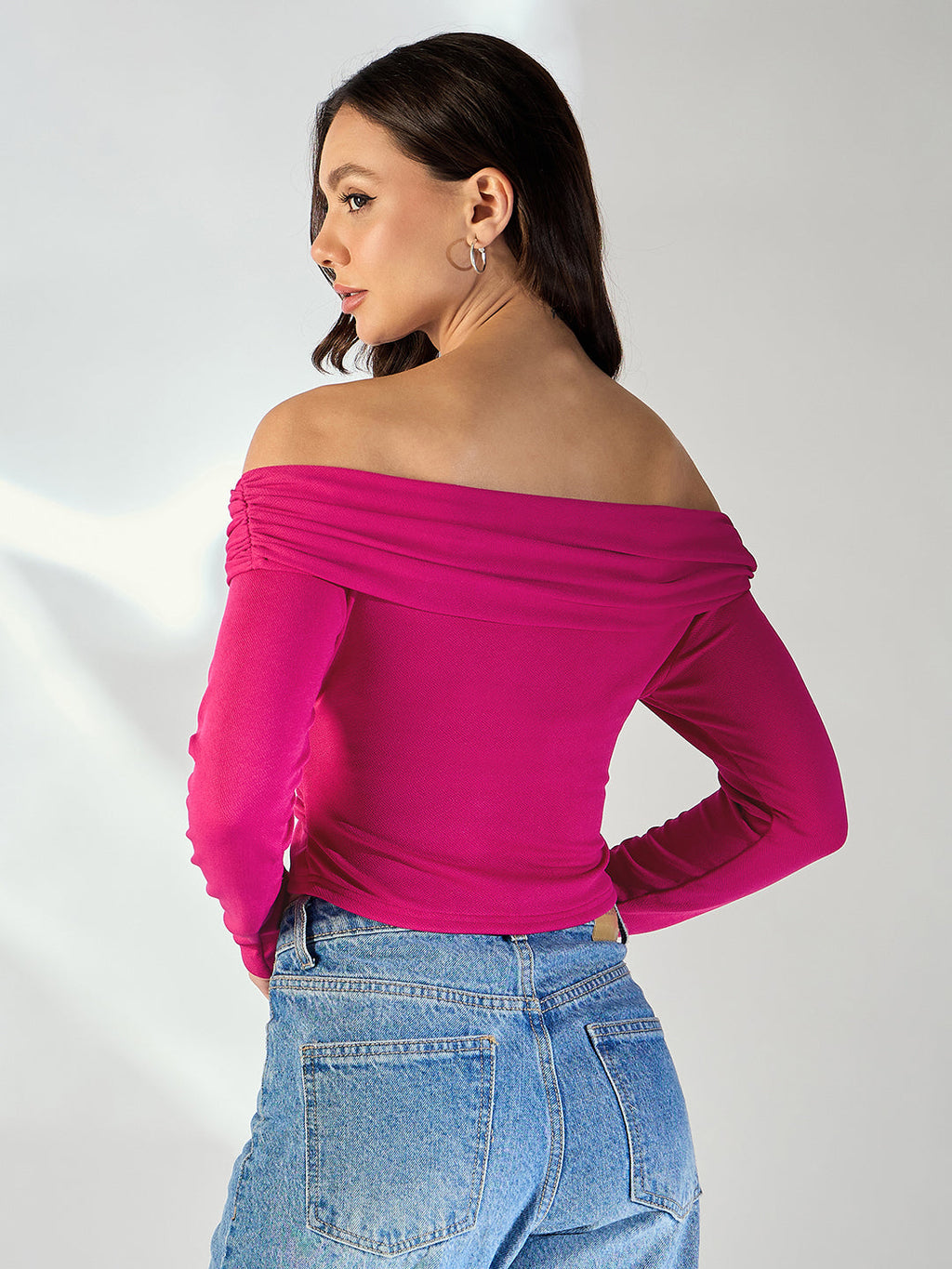 Stretchable Wrap Style Bardot Top