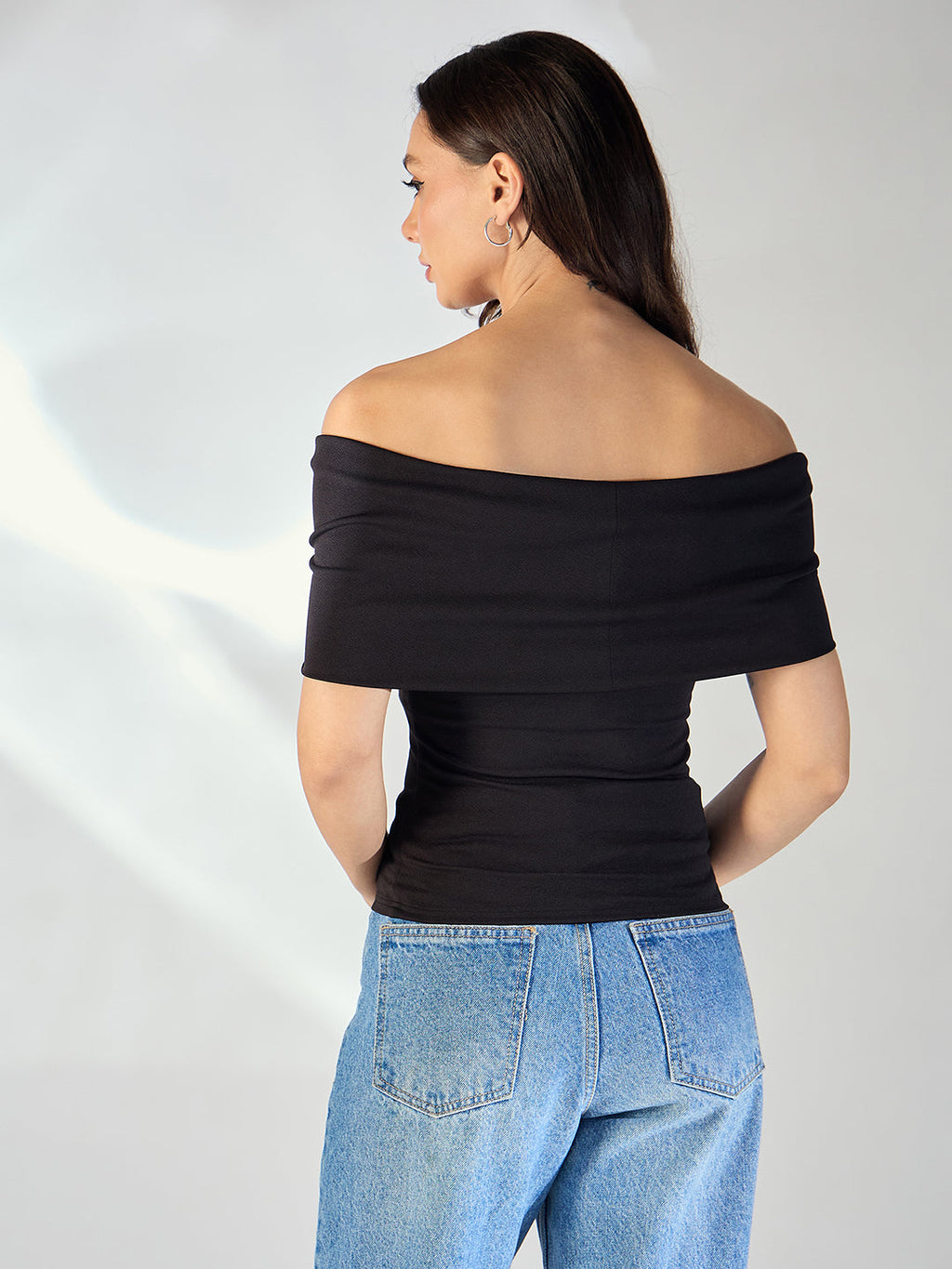 Stretchable Bow Bardot Top