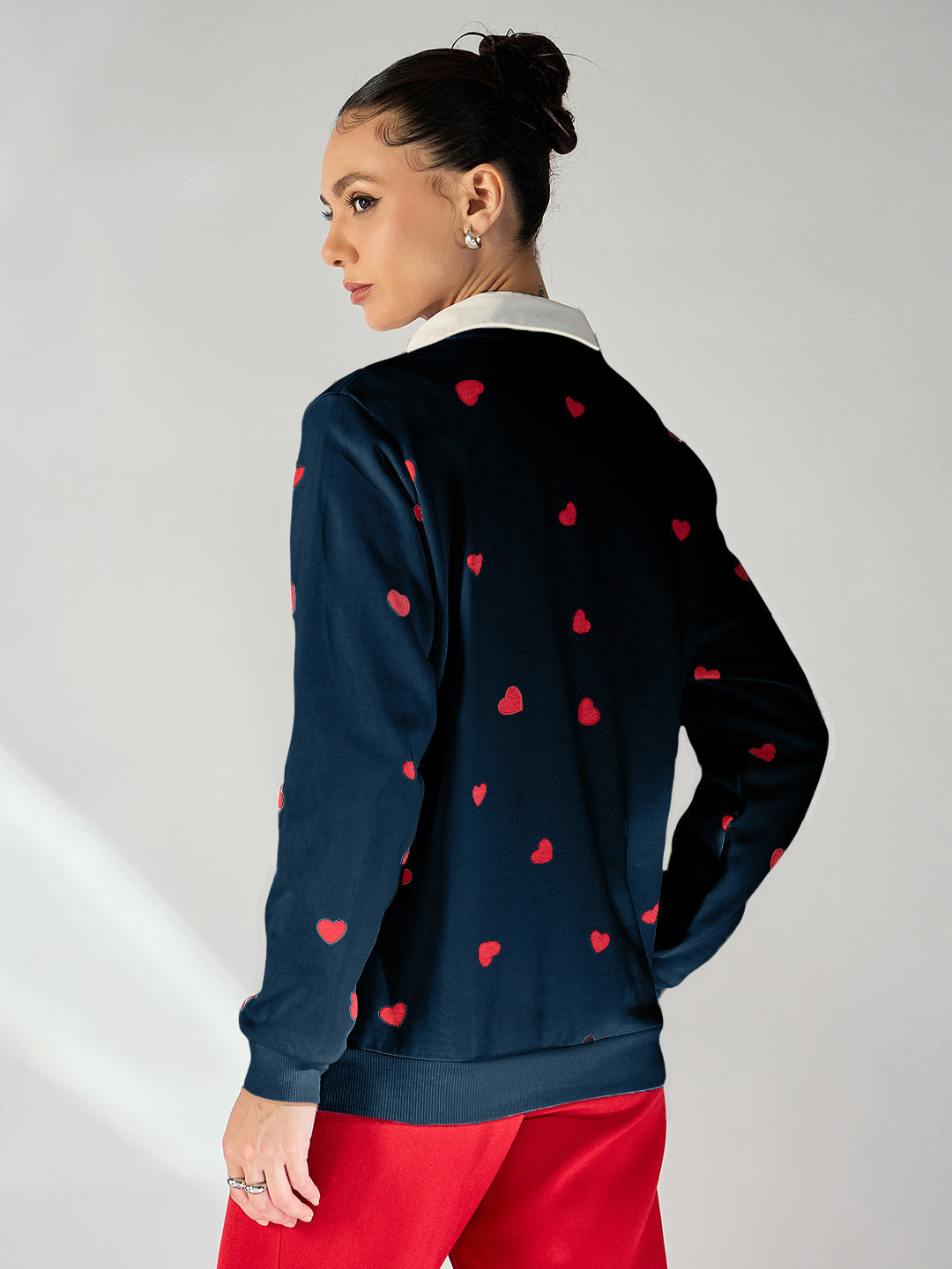 Heart Printed Cotton Sweatshirt