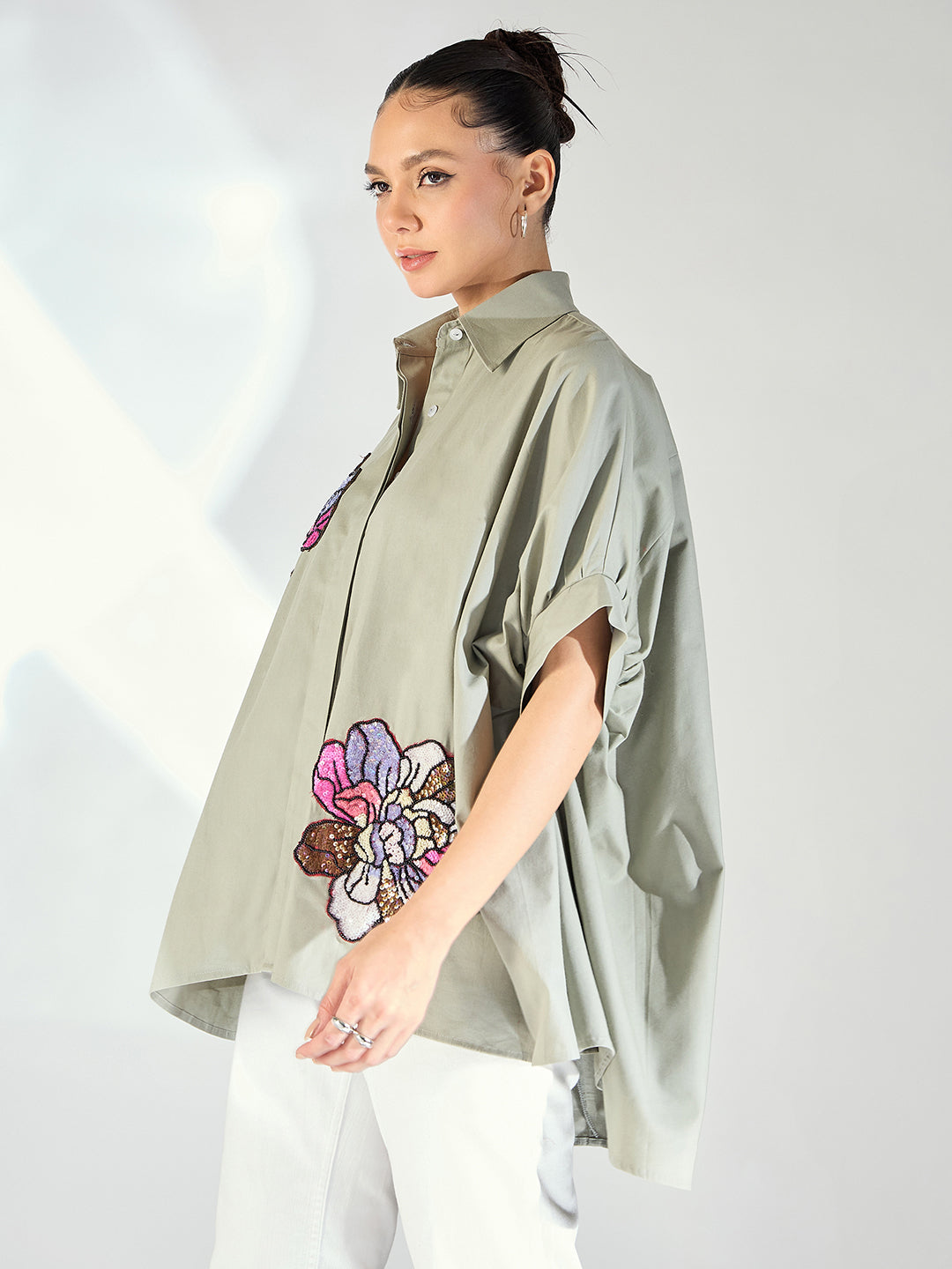 Antifit Embellished Pure Cotton Shirt