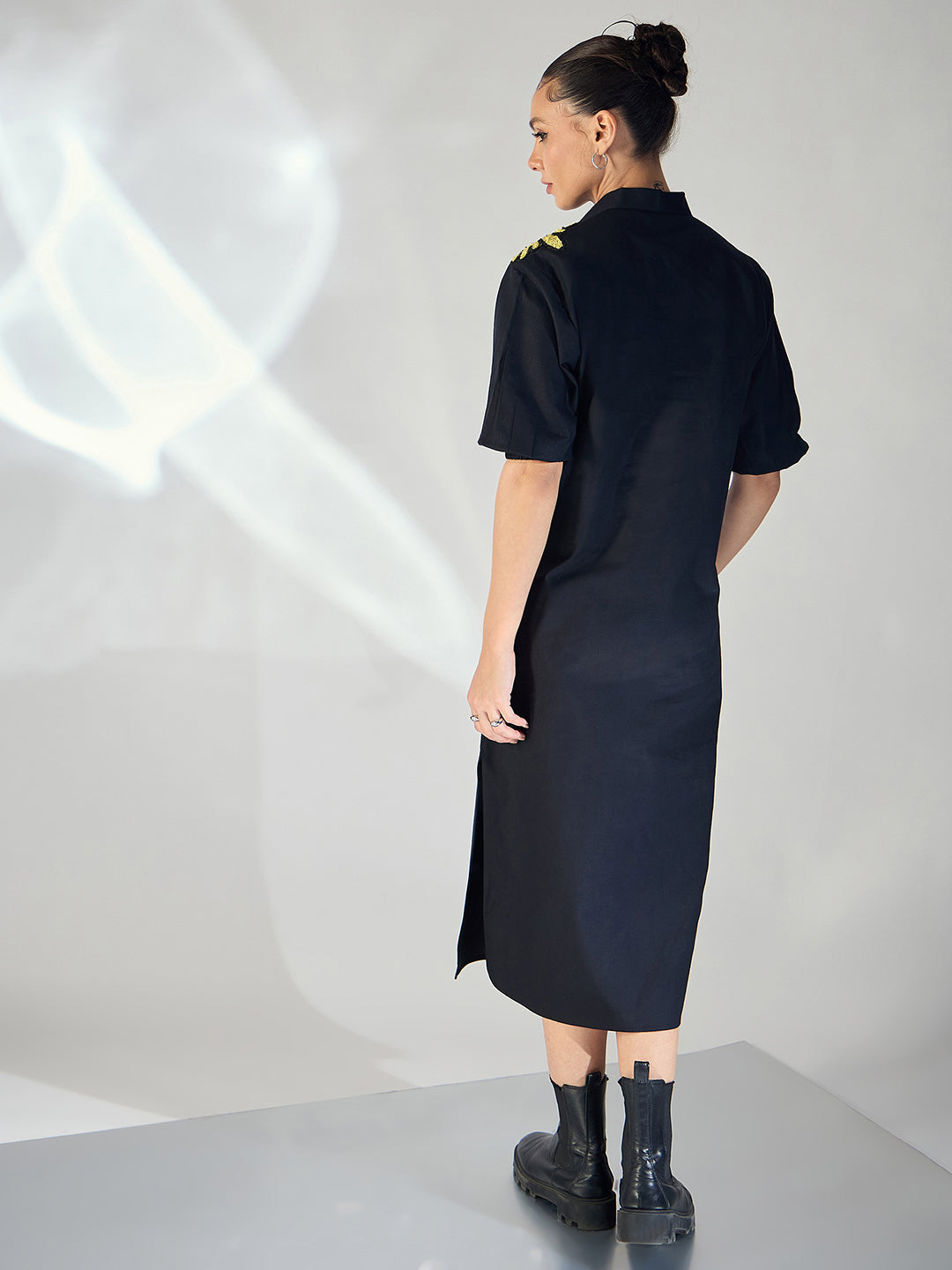 Cotton Sequinned Midi Dress