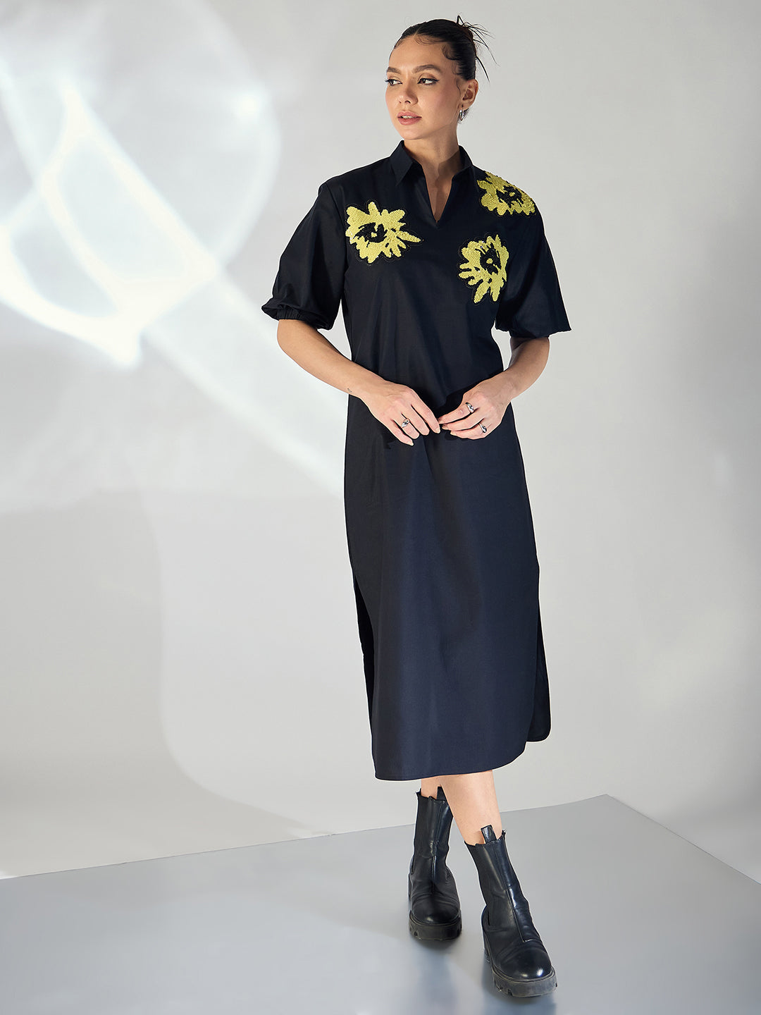 Cotton Sequinned Midi Dress