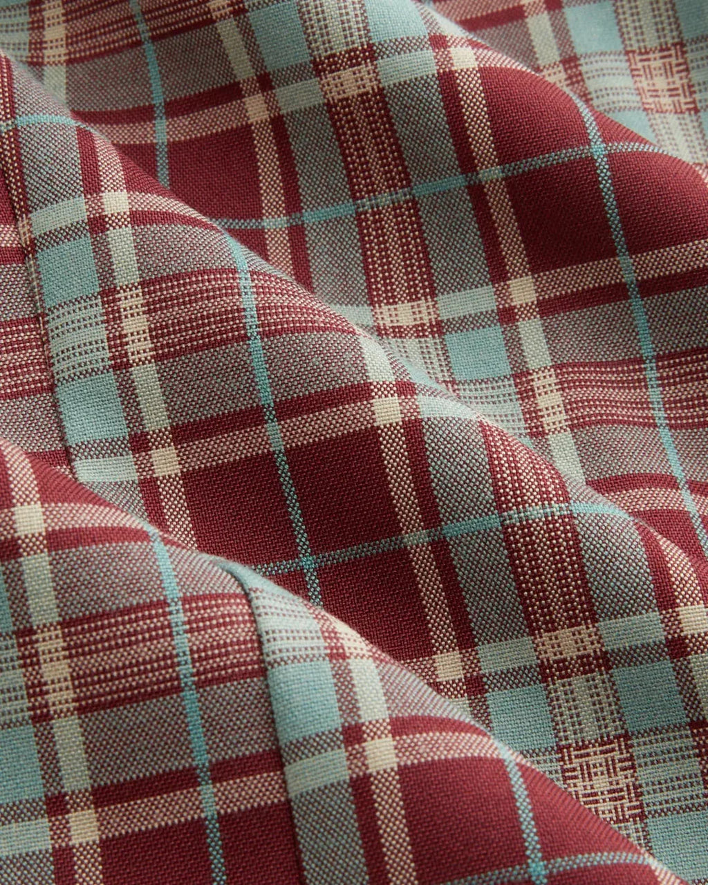 Plaid Stand Collar Puff Sleeve Tie Back Button Top