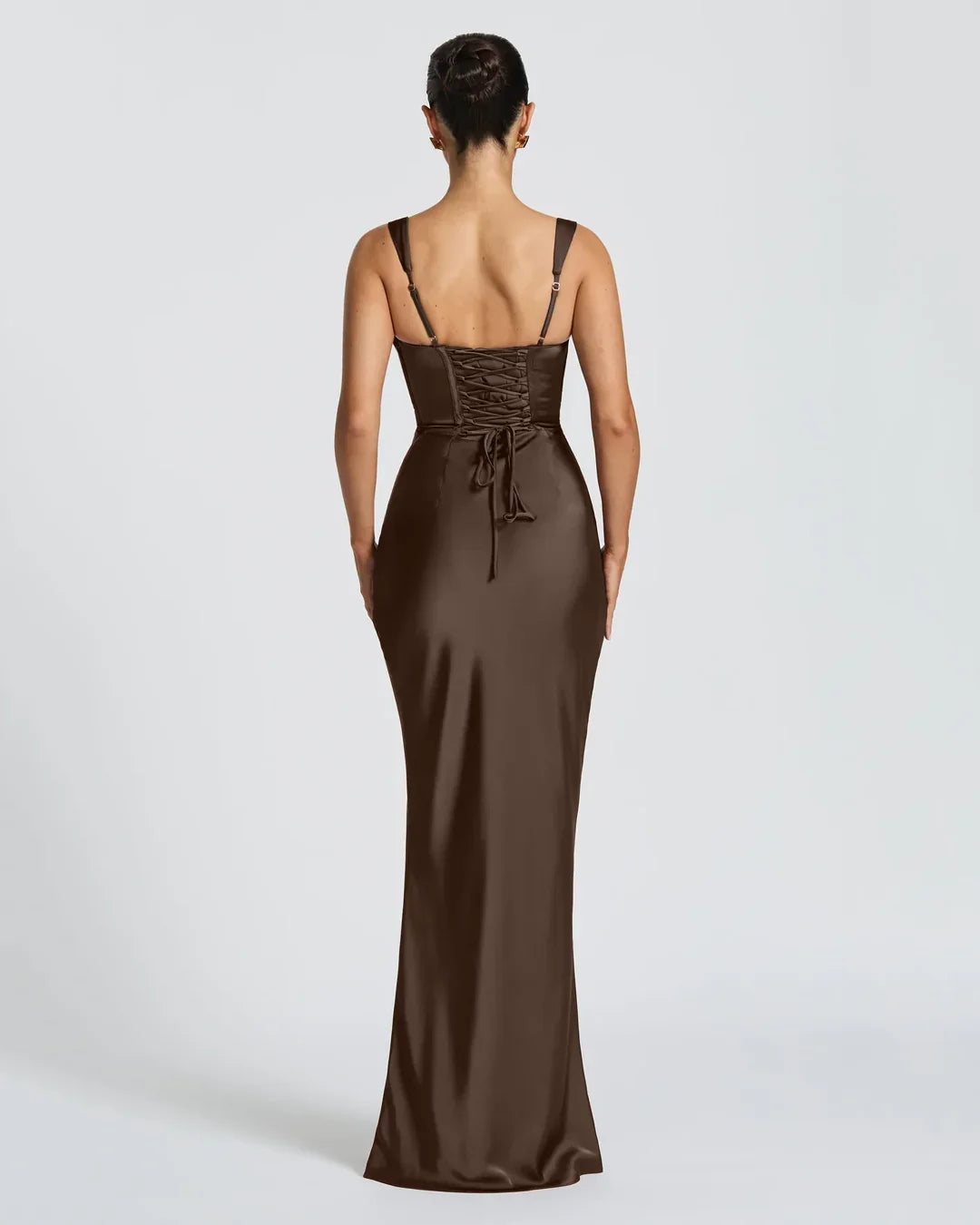Sleeveless Fitted Maxi Dress in Brown