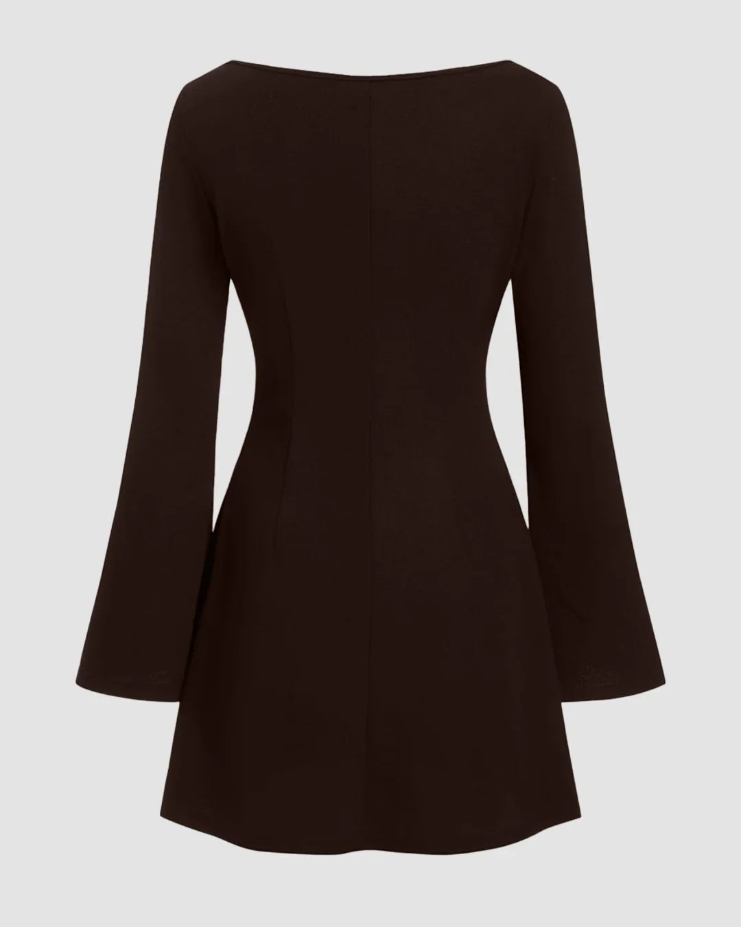 Boat Neck Bell Sleeve Tie Side Ruched Mini Dress