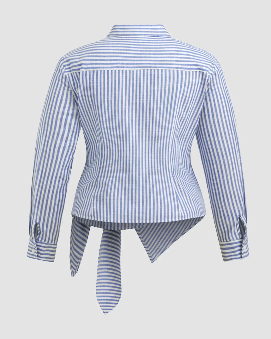 Collar Stripe Knotted Long Sleeve top Curve & Plus
