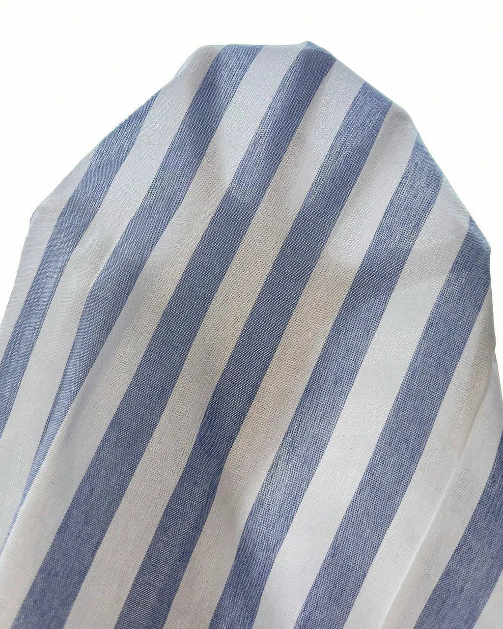 Blue & White Striped Collared Wrap A-Line Midi Shirt Dress