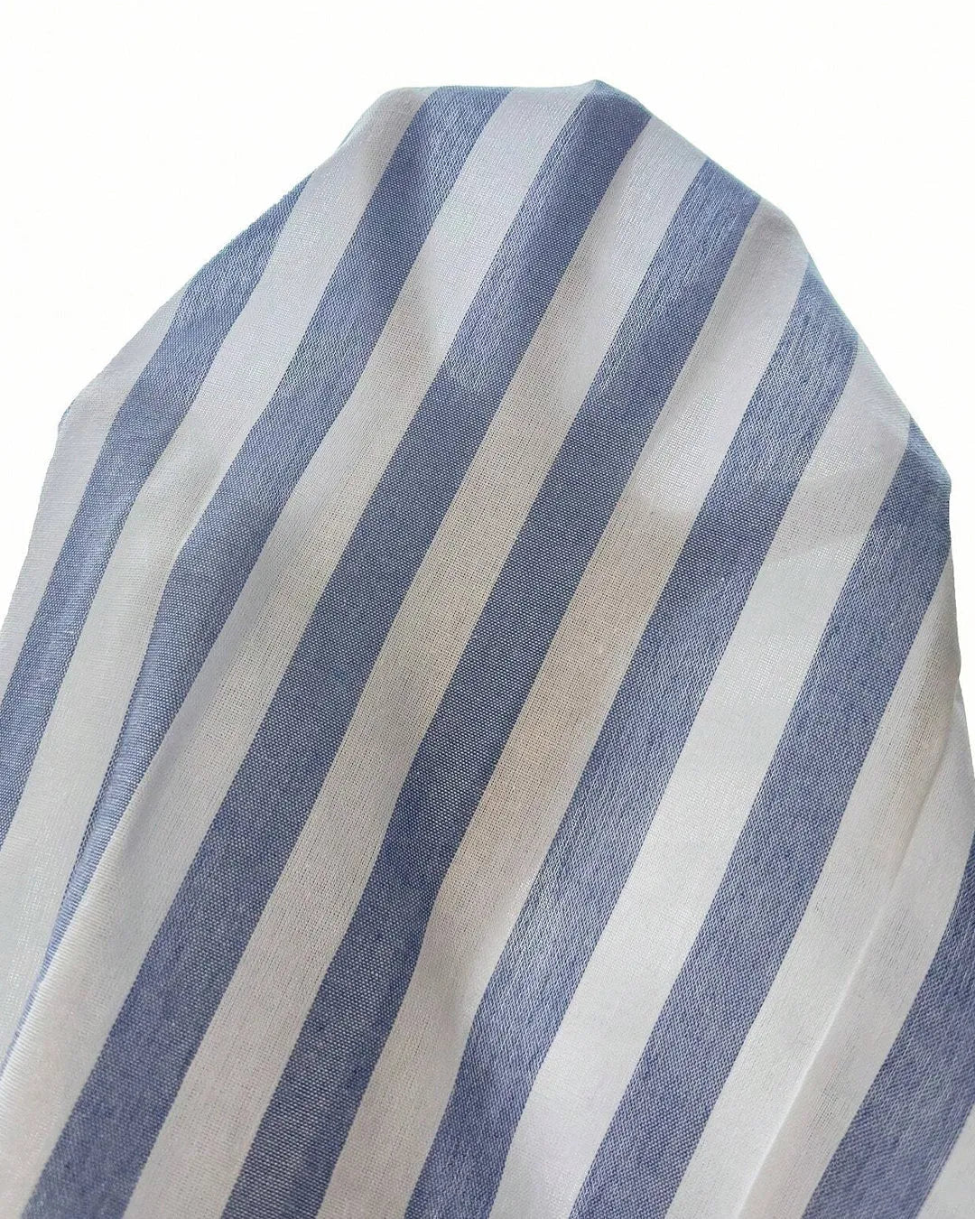 Blue & White Striped Collared Wrap A-Line Midi Shirt Dress