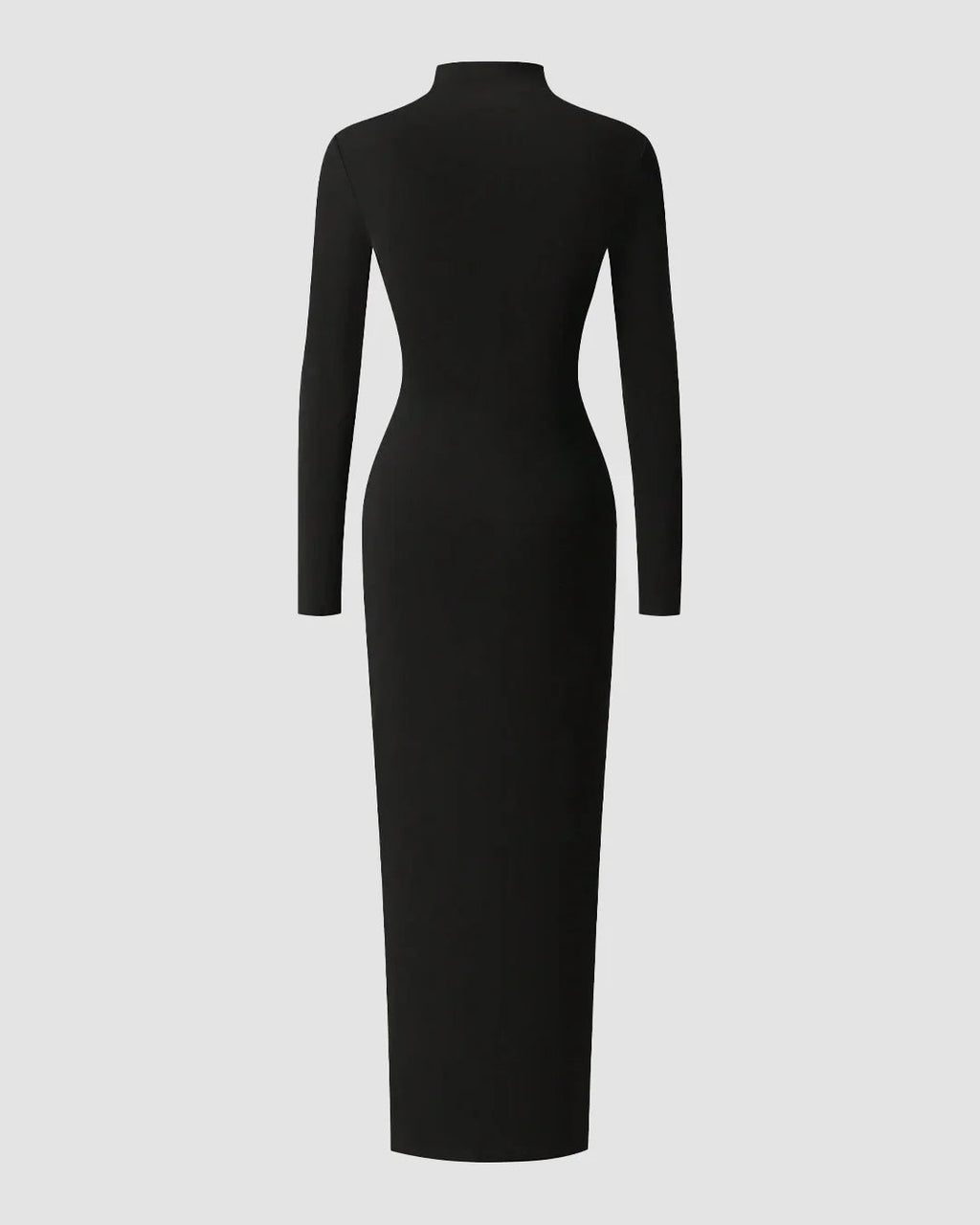 Black High-Slit Turtleneck Bodycon Maxi Dress