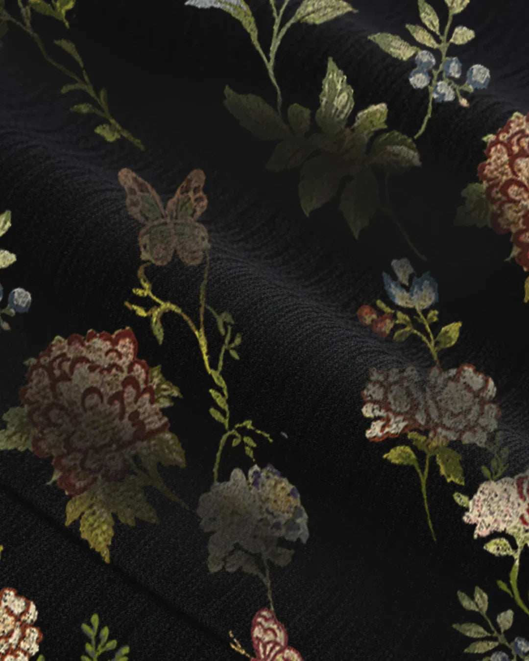 Jacquard Floral A-line Mini Dress with Bowknot scarf