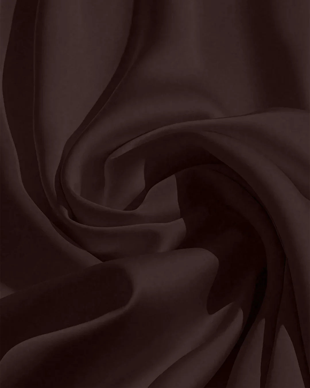 Coffee Solid Color Satin Long Sleeve Collared Waist Top
