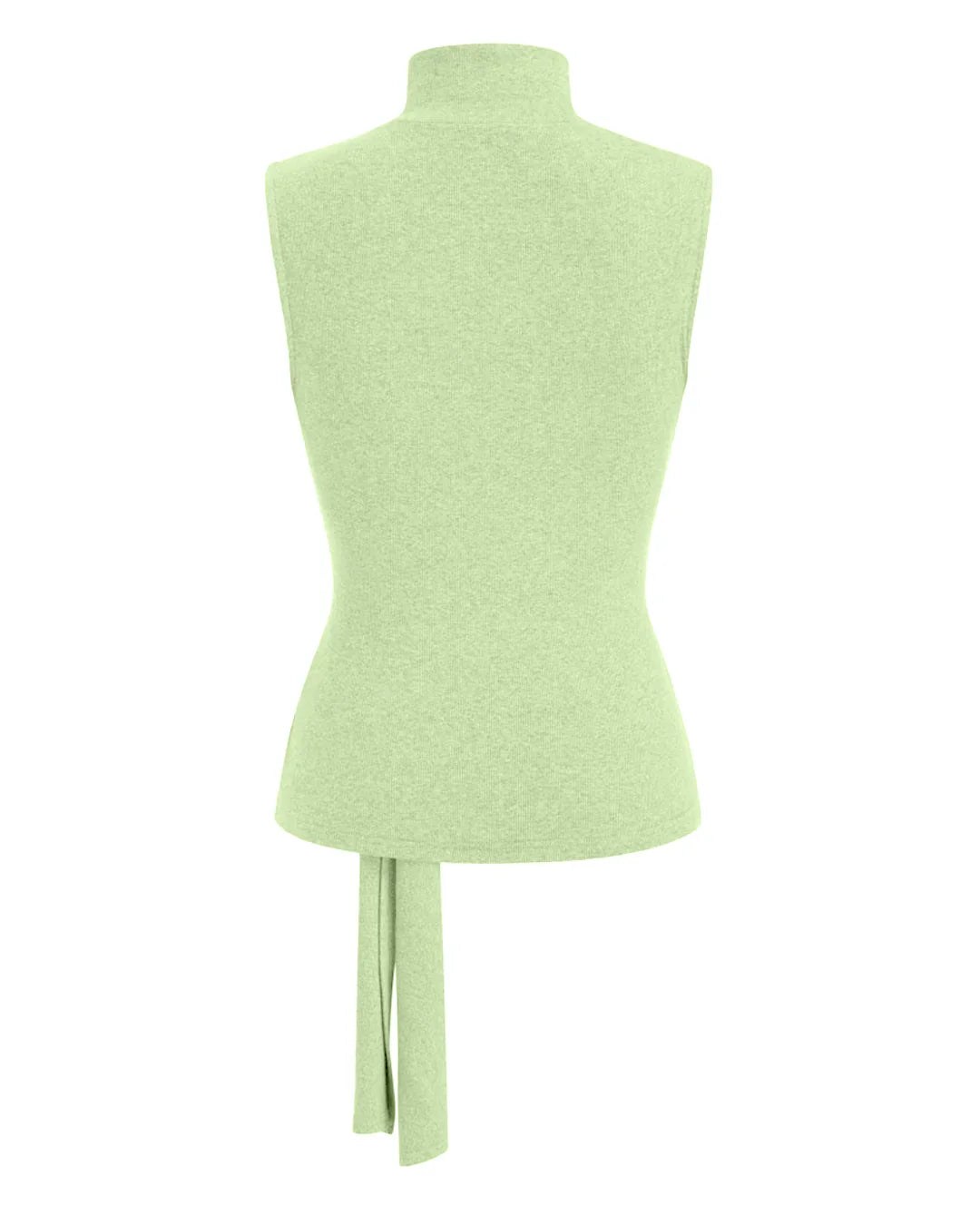 High Neck Sleeveless Knotted Top in Herbal