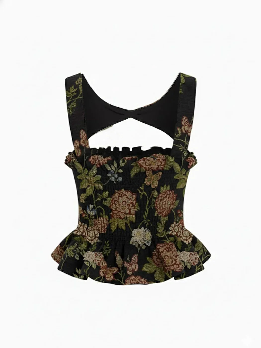 Jacquard Square Neck Floral Metal Detail Tank Top