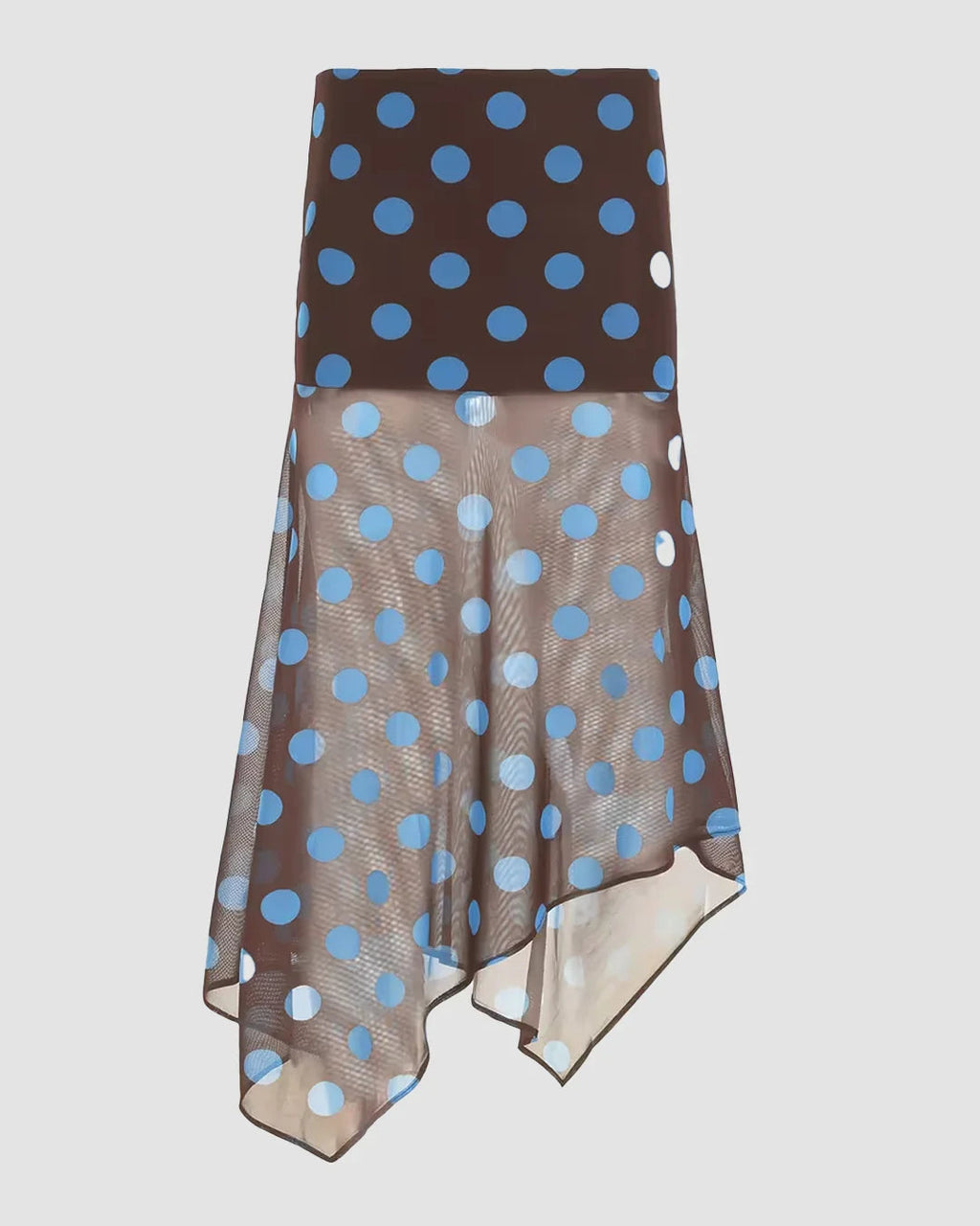 Vintage Polka Dot Print Asymmetrical Flared Hem Skirt