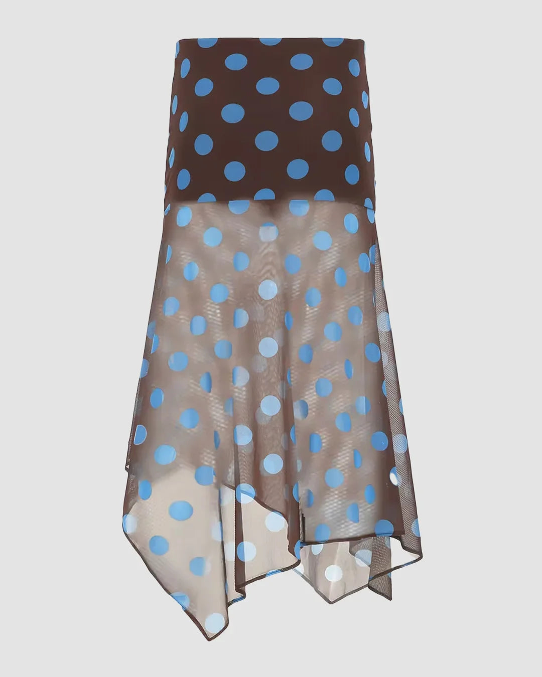 Vintage Polka Dot Print Asymmetrical Flared Hem Skirt