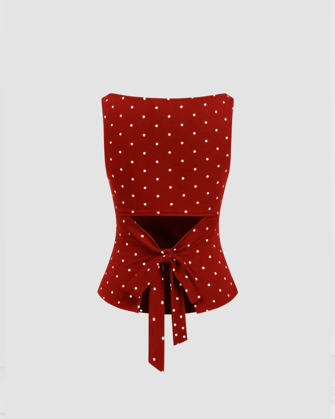Boat Neck Slim Fit Peplum Hem Polka Dot Sleeveless Top