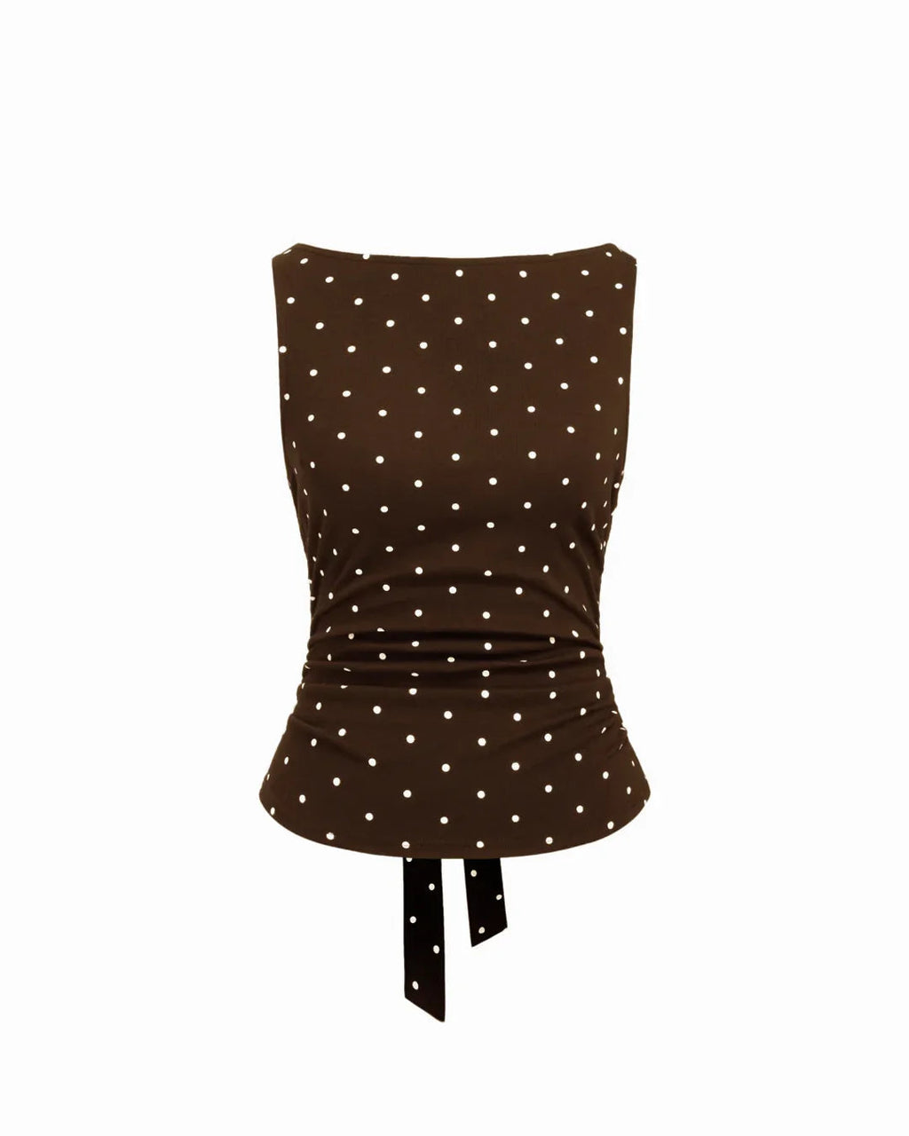 Slim Fit Straight Hem Polka Dot Sleeveless Short Top