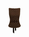 Slim Fit Straight Hem Polka Dot Sleeveless Short Top
