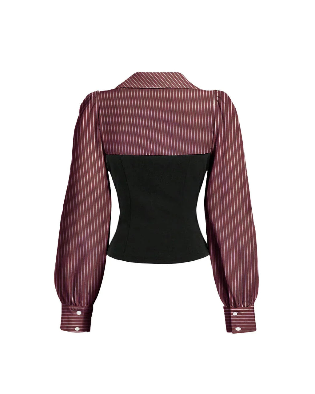Sweetheart Neck Slim Fit Peplum Hem Striped Lantern Sleeve Regular Top